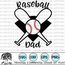 Baseball Dad SVG Split Bat SVG